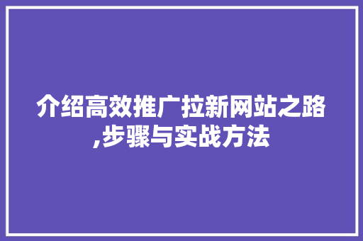 介绍高效推广拉新网站之路,步骤与实战方法
