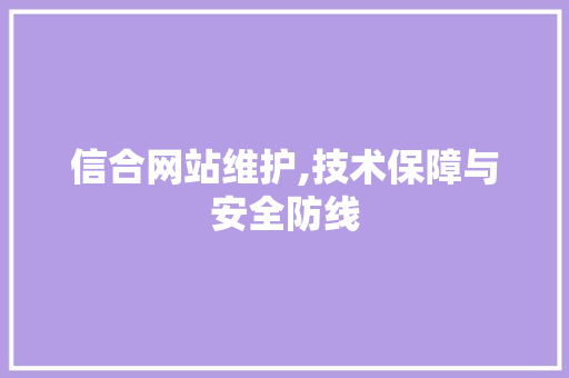 信合网站维护,技术保障与安全防线