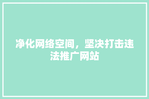 净化网络空间，坚决打击违法推广网站