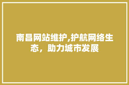南昌网站维护,护航网络生态，助力城市发展