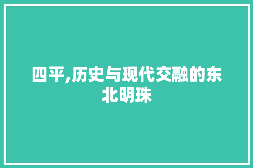 四平,历史与现代交融的东北明珠 网站开发