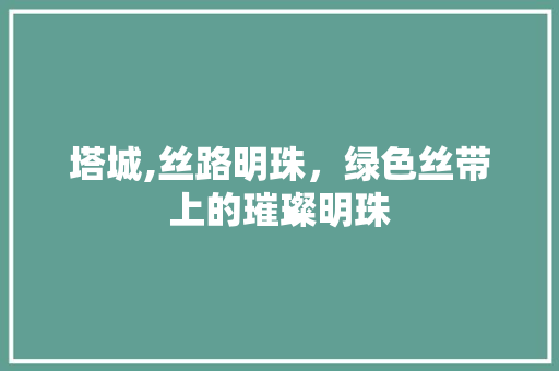 塔城,丝路明珠，绿色丝带上的璀璨明珠