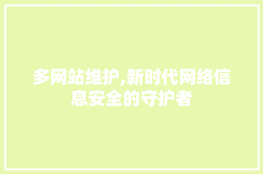 多网站维护,新时代网络信息安全的守护者