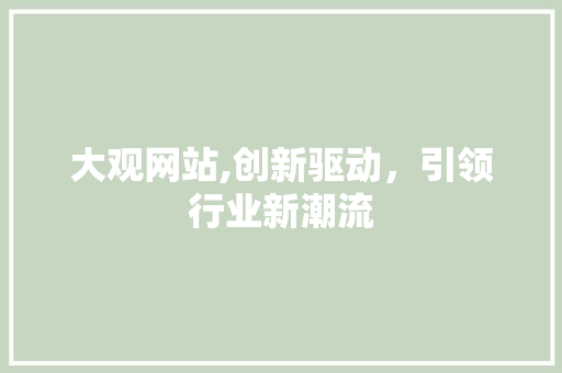 大观网站,创新驱动，引领行业新潮流 360搜优化