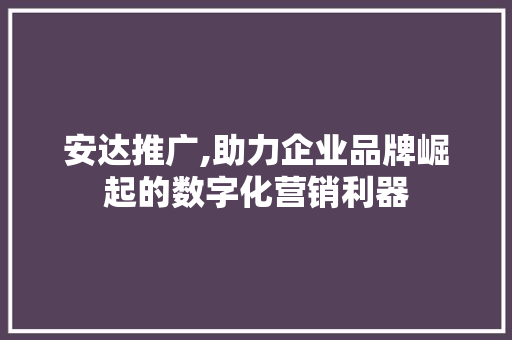 安达推广,助力企业品牌崛起的数字化营销利器 360搜优化