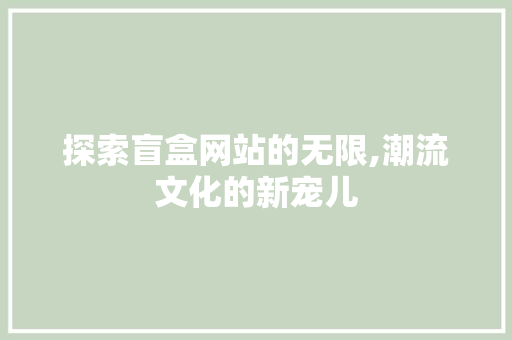 探索盲盒网站的无限,潮流文化的新宠儿