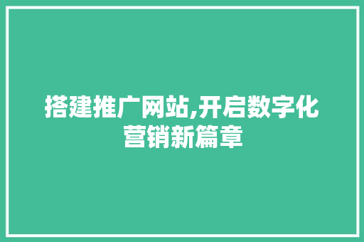 搭建推广网站,开启数字化营销新篇章 搜狗优化