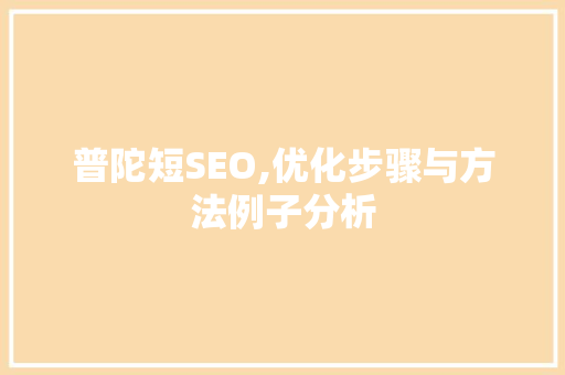 普陀短SEO,优化步骤与方法例子分析 网站优化