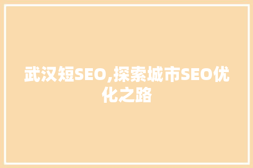 武汉短SEO,探索城市SEO优化之路