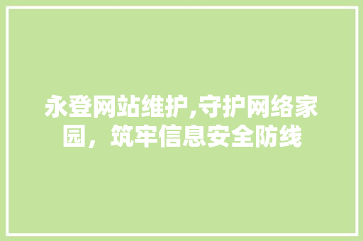 永登网站维护,守护网络家园，筑牢信息安全防线 英文谷歌算法