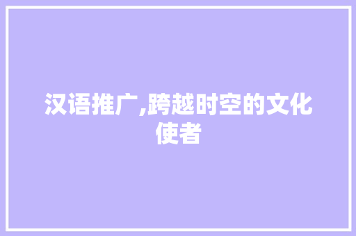 汉语推广,跨越时空的文化使者 小程序开发