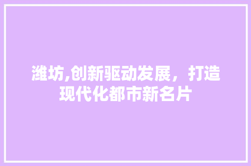 潍坊,创新驱动发展，打造现代化都市新名片