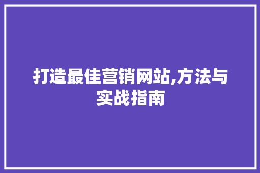 打造最佳营销网站,方法与实战指南 打造最佳营销网站,方法与实战指南 头条优化