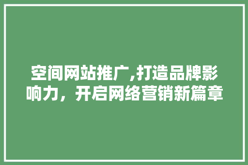 空间网站推广,打造品牌影响力，开启网络营销新篇章