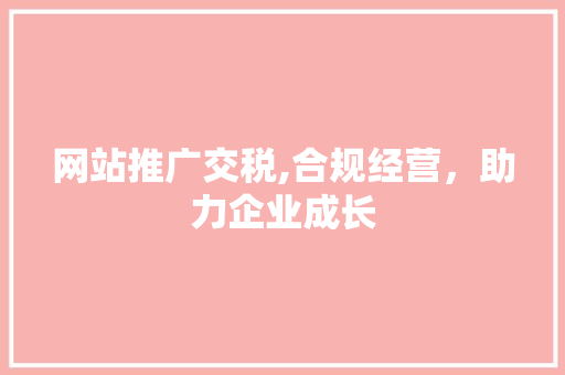 网站推广交税,合规经营，助力企业成长 360搜优化
