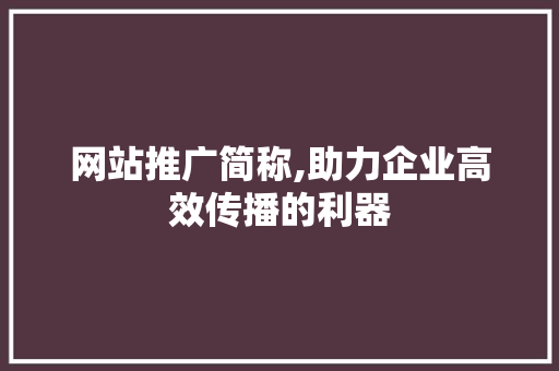 网站推广简称,助力企业高效传播的利器 英文谷歌算法