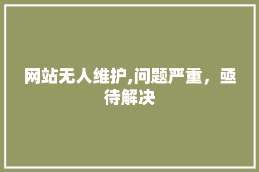 网站无人维护,问题严重，亟待解决 百度算法