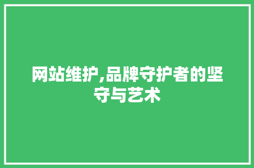 网站维护,品牌守护者的坚守与艺术