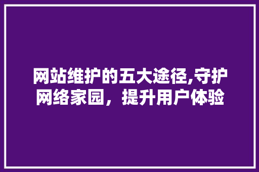 网站维护的五大途径,守护网络家园，提升用户体验 网站优化