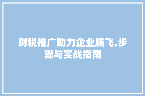 财税推广助力企业腾飞,步骤与实战指南 AI技术学习