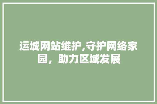 运城网站维护,守护网络家园，助力区域发展