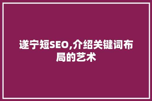 遂宁短SEO,介绍关键词布局的艺术