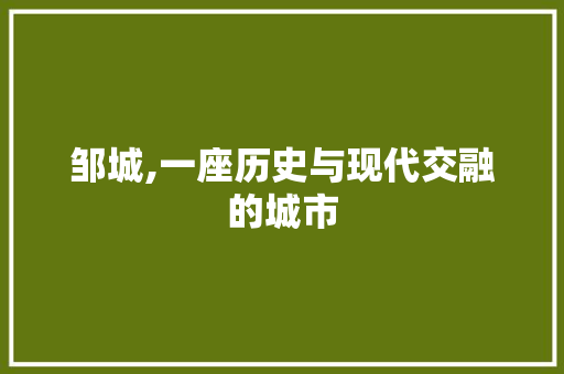 邹城,一座历史与现代交融的城市