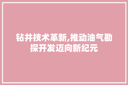 钻井技术革新,推动油气勘探开发迈向新纪元