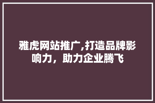 雅虎网站推广,打造品牌影响力，助力企业腾飞
