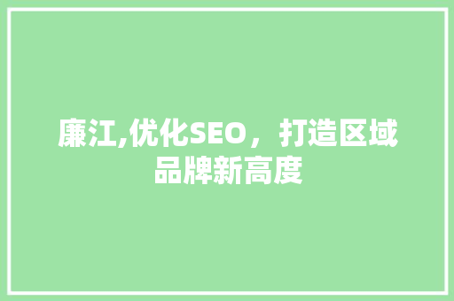 廉江,优化SEO，打造区域品牌新高度