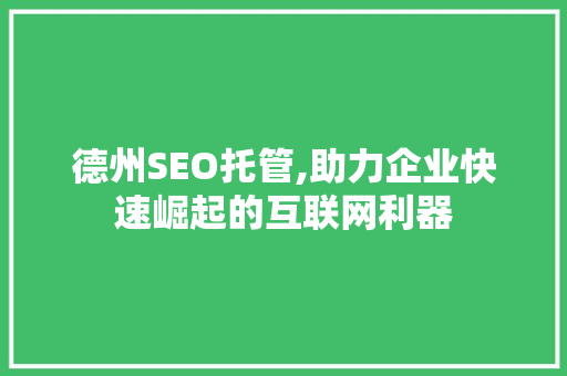 德州SEO托管,助力企业快速崛起的互联网利器