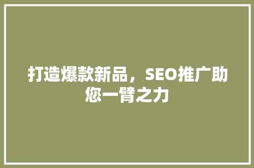 打造爆款新品，SEO推广助您一臂之力
