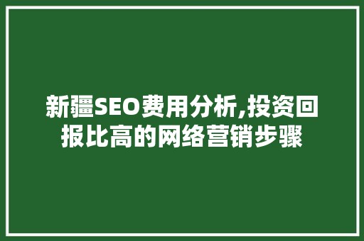 新疆SEO费用分析,投资回报比高的网络营销步骤