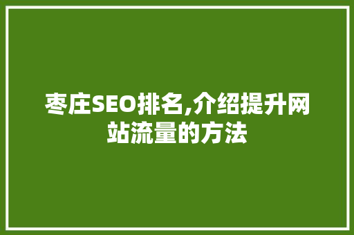枣庄SEO排名,介绍提升网站流量的方法