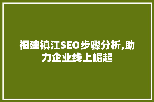 福建镇江SEO步骤分析,助力企业线上崛起
