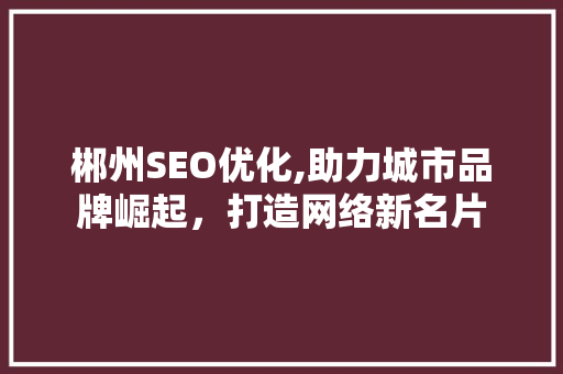 郴州SEO优化,助力城市品牌崛起，打造网络新名片