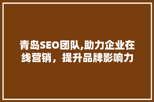 青岛SEO团队,助力企业在线营销，提升品牌影响力 英文谷歌算法
