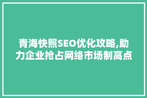 青海快照SEO优化攻略,助力企业抢占网络市场制高点