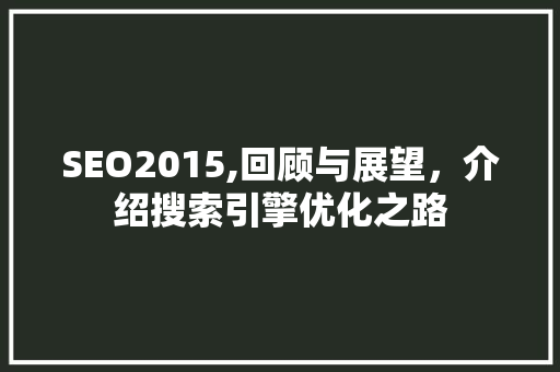 SEO2015,回顾与展望，介绍搜索引擎优化之路