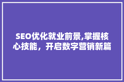 SEO优化就业前景,掌握核心技能，开启数字营销新篇章