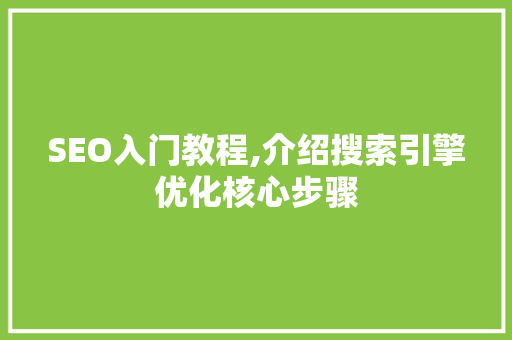SEO入门教程,介绍搜索引擎优化核心步骤 AI技术学习