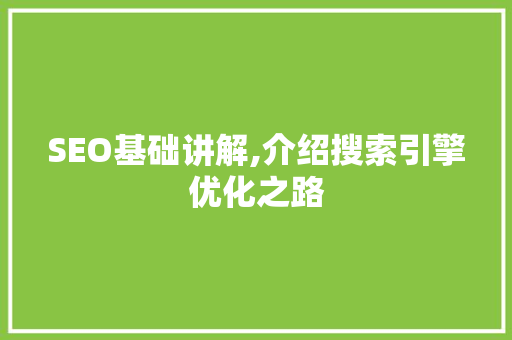 SEO基础讲解,介绍搜索引擎优化之路