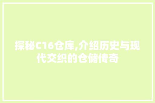探秘C16仓库,介绍历史与现代交织的仓储传奇