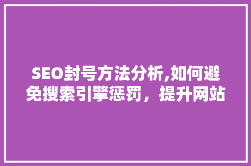 SEO封号方法分析,如何避免搜索引擎惩罚，提升网站排名