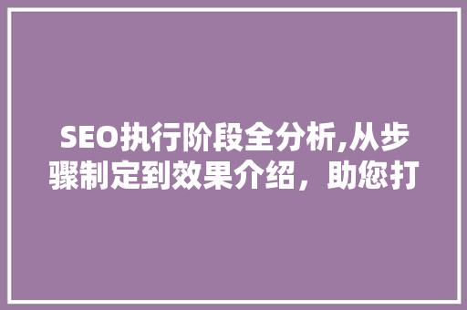 SEO执行阶段全分析,从步骤制定到效果介绍，助您打造高效搜索引擎优化方法