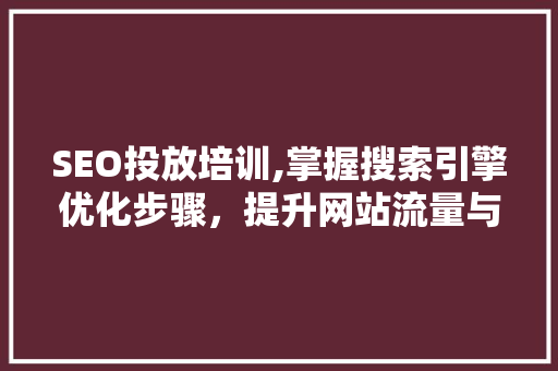 SEO投放培训,掌握搜索引擎优化步骤，提升网站流量与转化率