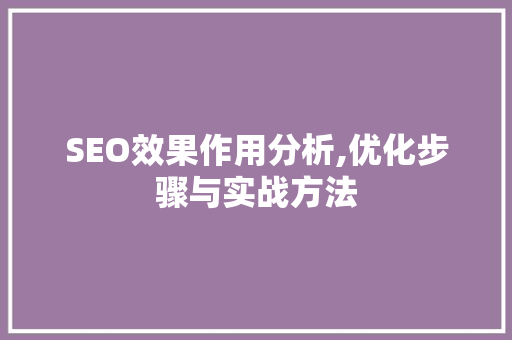 SEO效果作用分析,优化步骤与实战方法