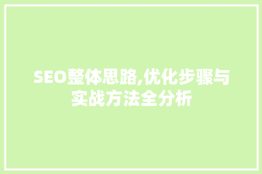 SEO整体思路,优化步骤与实战方法全分析
