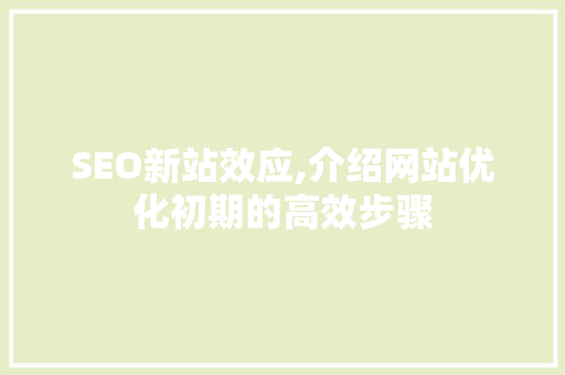 SEO新站效应,介绍网站优化初期的高效步骤