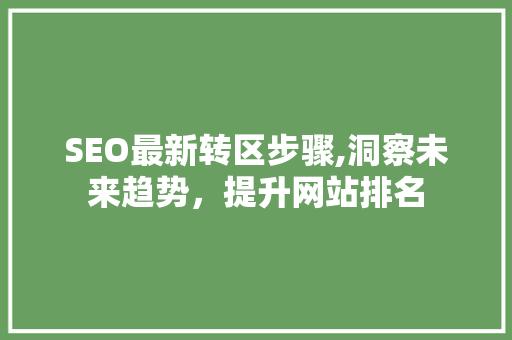 SEO最新转区步骤,洞察未来趋势，提升网站排名 360搜优化